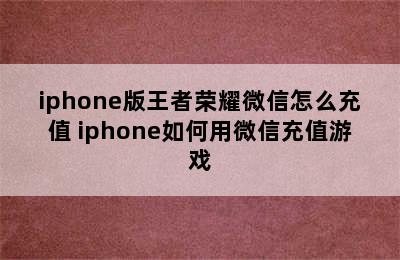 iphone版王者荣耀微信怎么充值 iphone如何用微信充值游戏